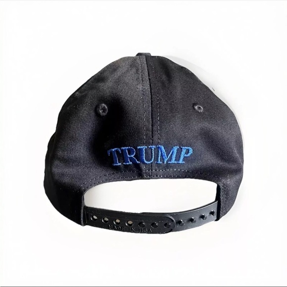 Donald Trump Official Black MAGA Hat Blue Line Police Law Make America Great - Picture 4 of 4